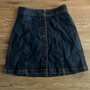 Mudd Dark Blue Button-Front Mini Skirt